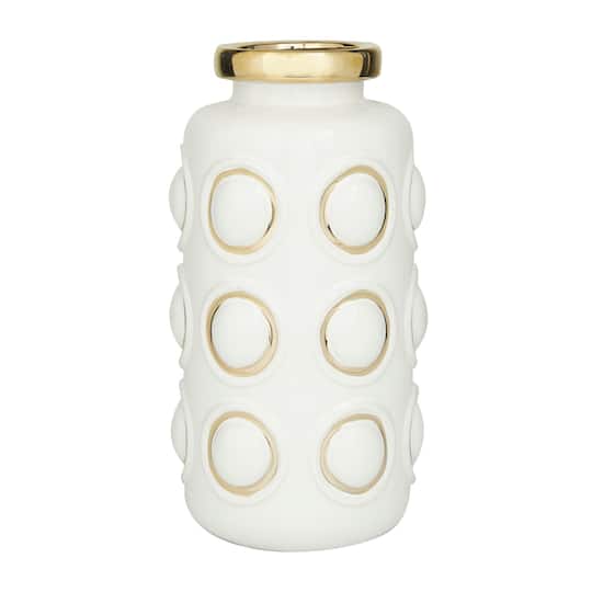 White Stoneware Contemporary Vase, 12" x 6" x 6"